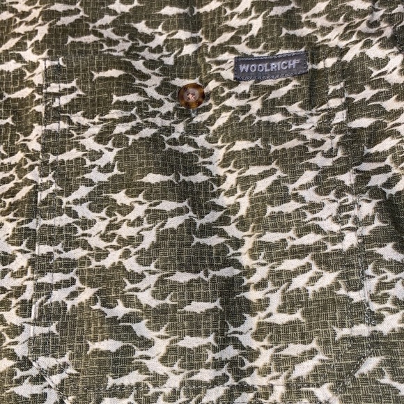 Woolrich Medium Sword Fish Print Short Sleeve Button Down Shirt - Picture 4 of 5